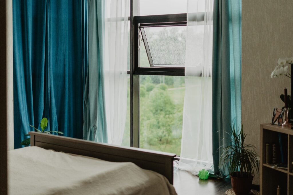 bedroom interior design with a panoramic window