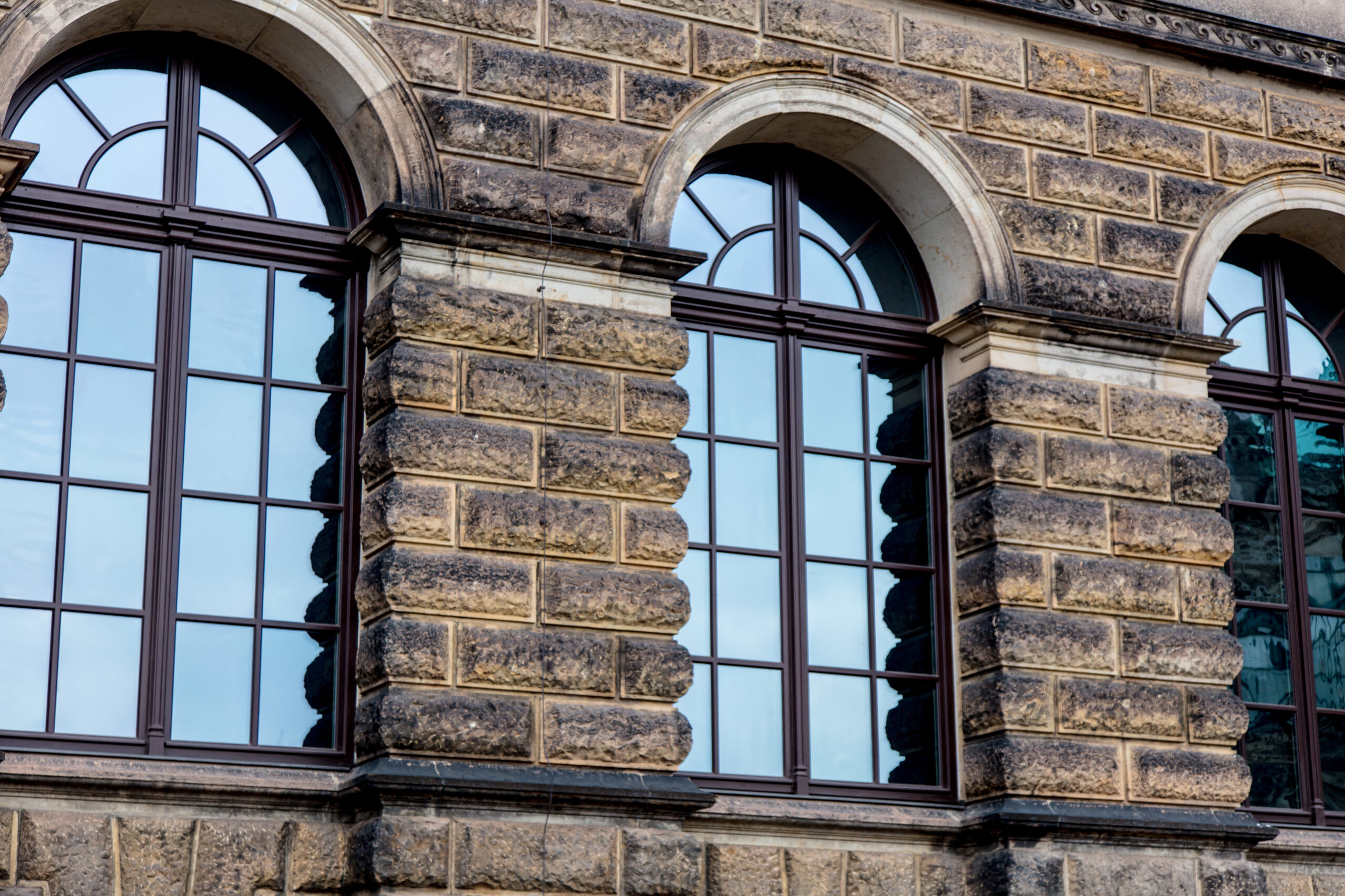 View at old building with windows in baroque style in Germany